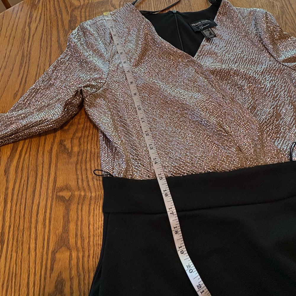 Frank Lyman Evening Gown Maxi Dress Gold Sparkle Top Black Skirt Size 10 VGUC - Picture 9 of 12